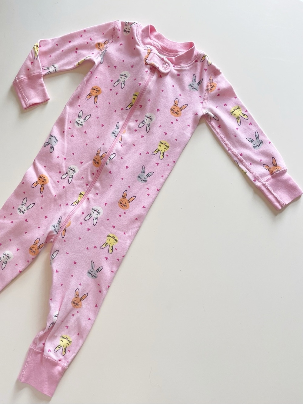 Hanna Anderson Organic Pink Bunny Rabbit Zipper Footless Sleeper | 18-24m